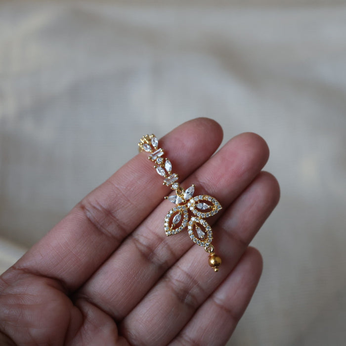 Heritage gold plated white stone tikka TH2114
