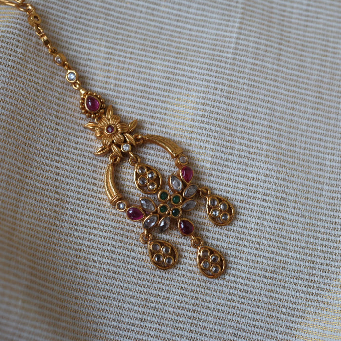 Antique ruby green stone maang tikka TA399