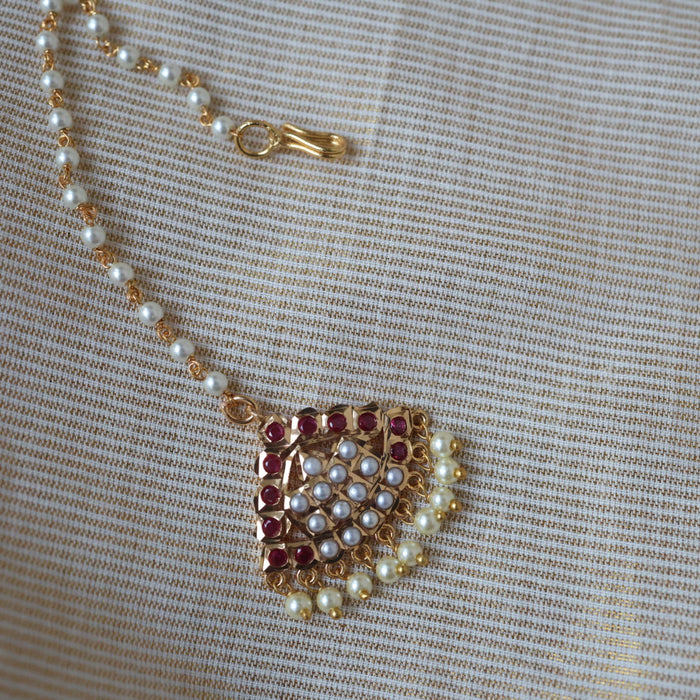 Heritage gold plated ruby pearl tikka TH293