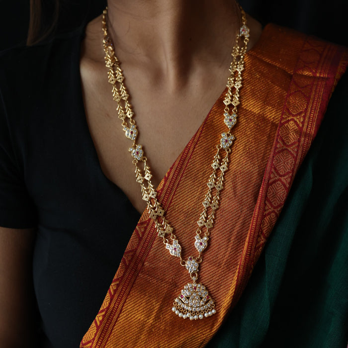 Heritage gold plated padakam long necklace HP6978