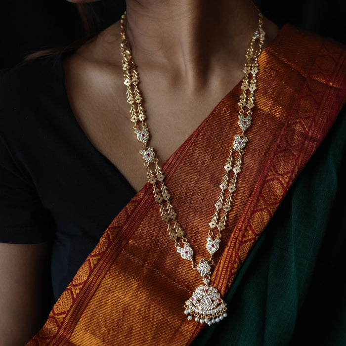 Heritage gold plated padakam long necklace HP6978
