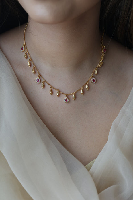 Heritage gold plated simple short necklace HS243