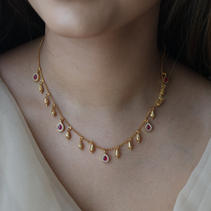 Heritage gold plated simple short necklace HC032