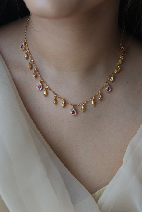 Heritage gold plated simple short necklace HS243