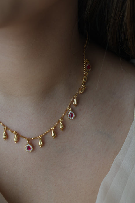 Heritage gold plated simple short necklace HS243