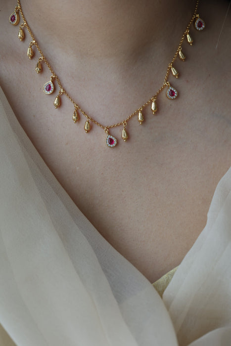 Heritage gold plated simple short necklace HS243