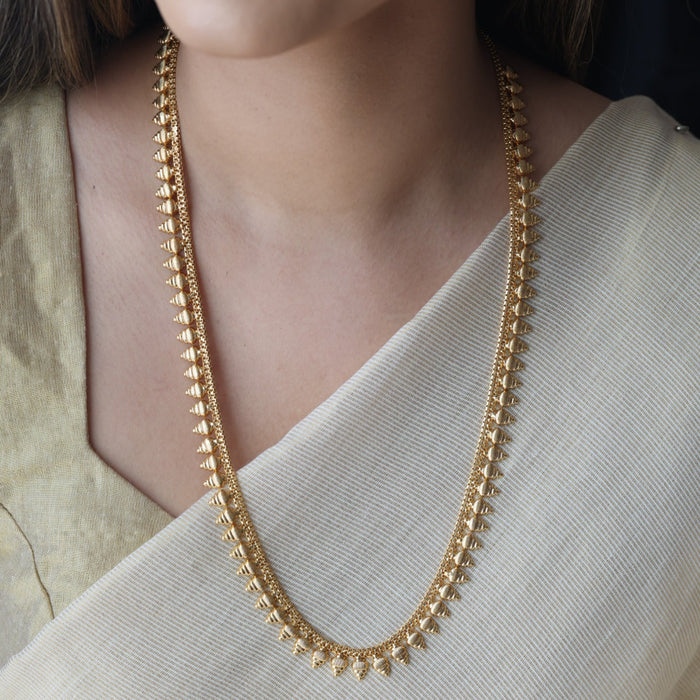 Heritage gold plated simple long necklace HL662