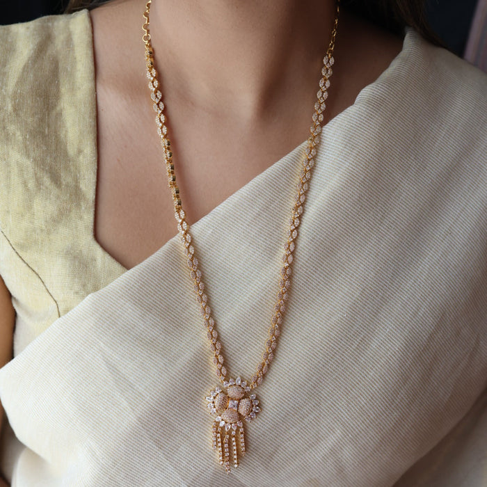 Heritage gold plated long necklace with earrings HL7582