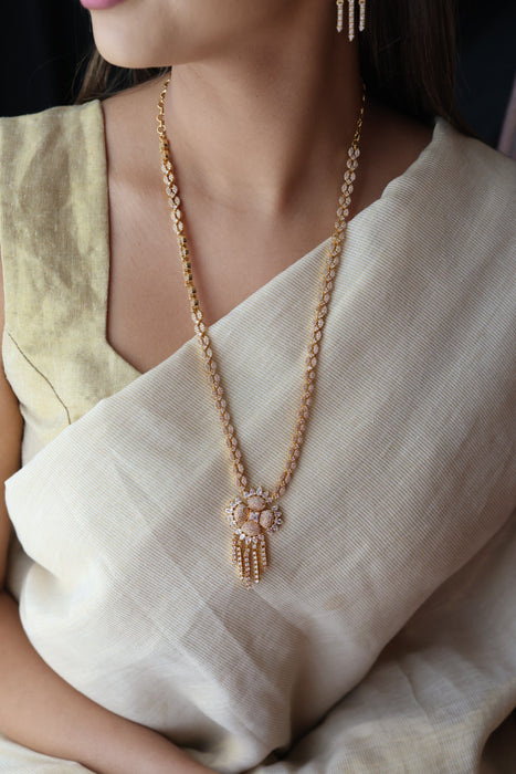 Heritage gold plated long necklace with earrings HL7582