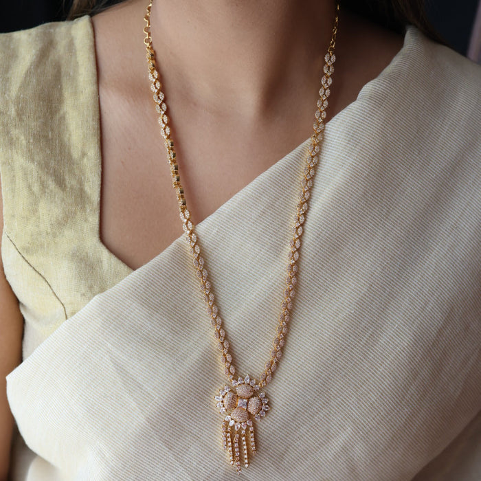 Heritage gold plated long necklace with earrings HL7582