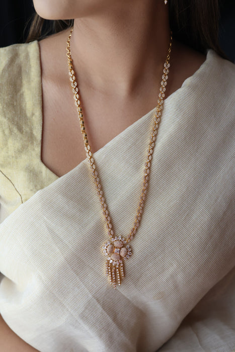 Heritage gold plated long necklace with earrings HL7582