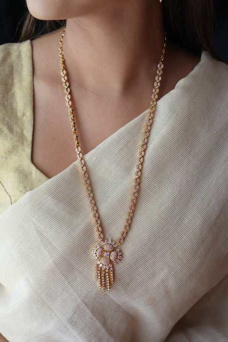 Heritage gold plated long necklace with earrings HL7582