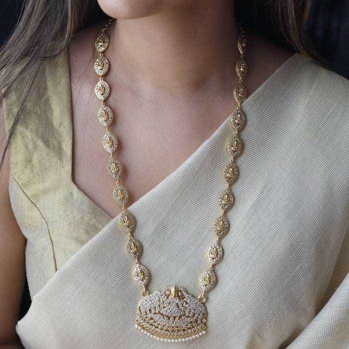 Heritage gold plated ruby white stone mango long necklace HLW001