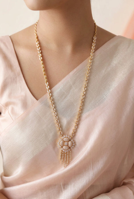 Heritage gold plated long necklace with earrings HL7582