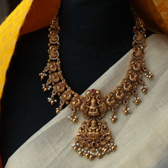 Antique temple design short necklace with earrings S1B1678