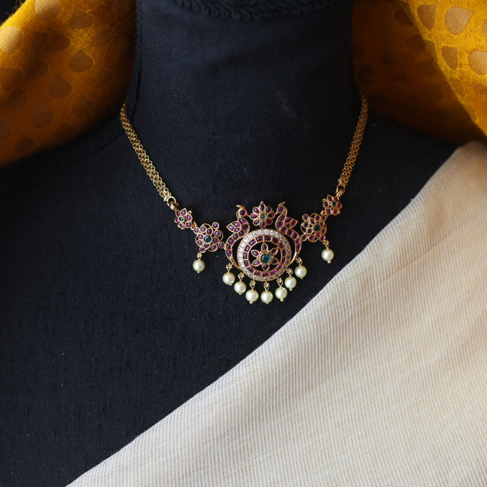 Antique ruby stone choker necklace and earrings CCB156