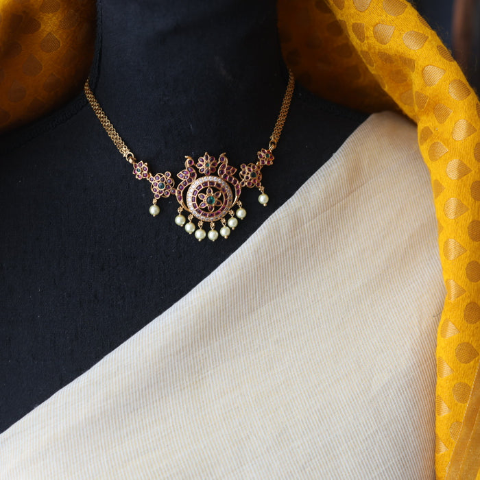 Antique ruby stone choker necklace and earrings CCB156