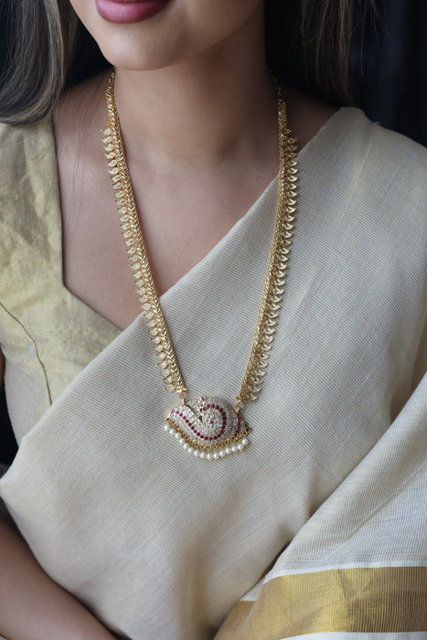 Heritage gold plated padakam long necklace HP17282