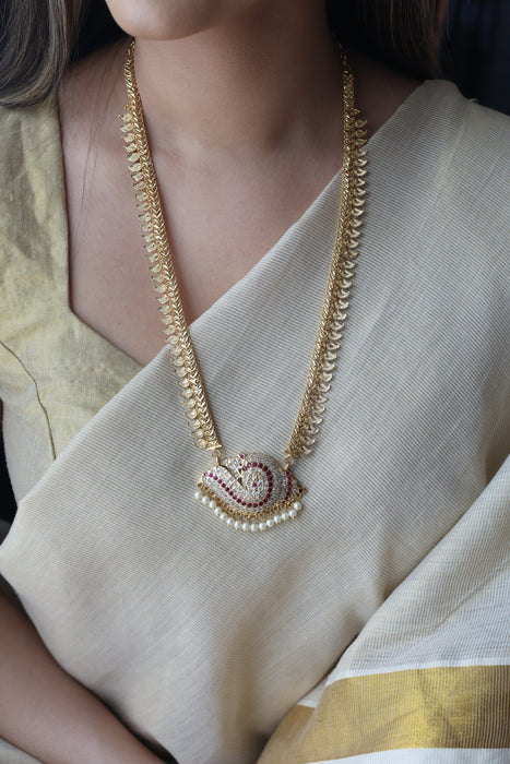 Heritage gold plated padakam long necklace HP17282