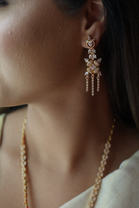 Heritage gold plated long necklace with earrings HL7582
