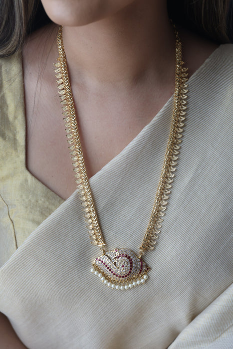 Heritage gold plated padakam long necklace HP17282