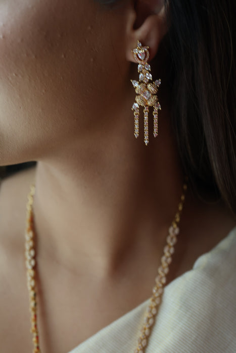 Heritage gold plated long necklace with earrings HL7582