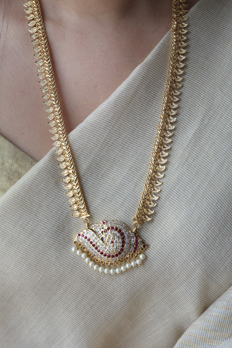 Heritage gold plated padakam long necklace HP17282