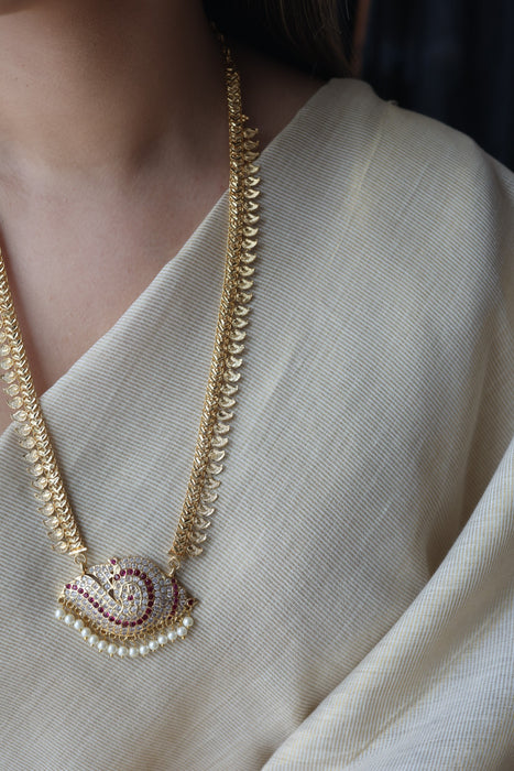 Heritage gold plated padakam long necklace HP17282