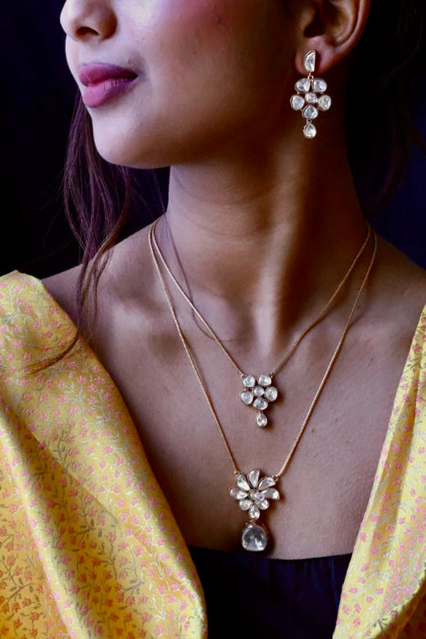 Minimal kundan choker necklace with earrings MS876