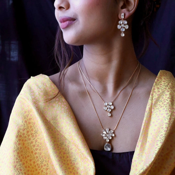 Minimal kundan choker necklace with earrings MS876