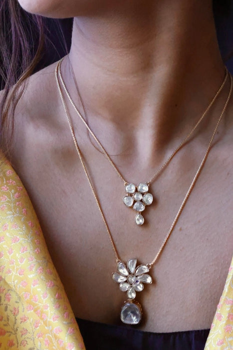 Minimal kundan choker necklace with earrings MS876