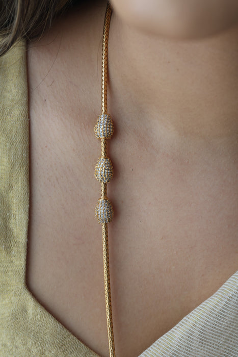 Heritage gold plated white stone kodi chain HC2819