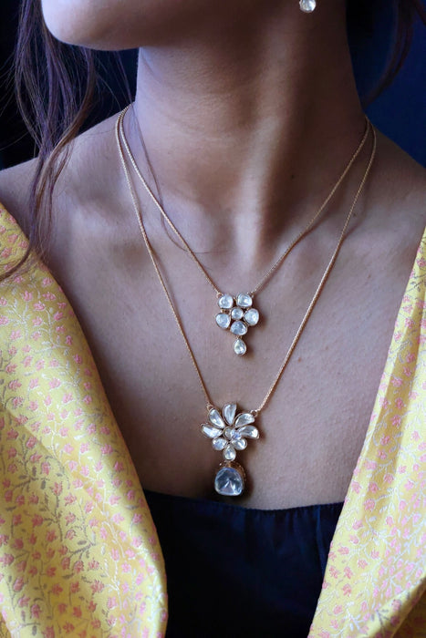 Minimal kundan choker necklace with earrings MS876