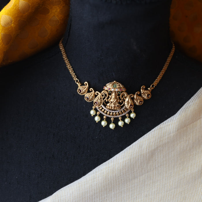 Antique temple design choker necklace with earrings CCB1722