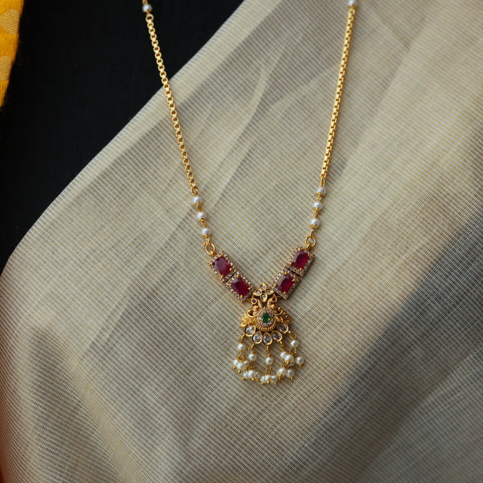 Heritage gold plated padakam long chain with earrings HP7625