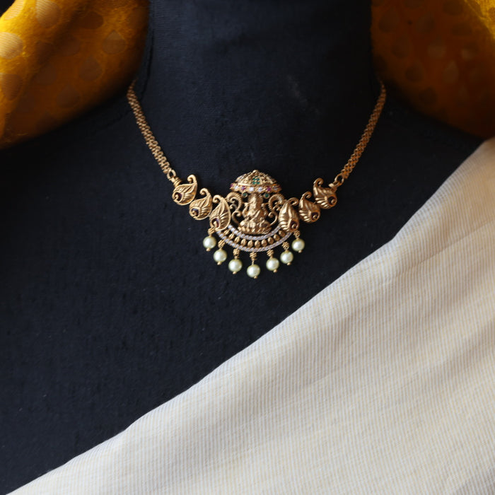 Antique temple design choker necklace with earrings CCB1722
