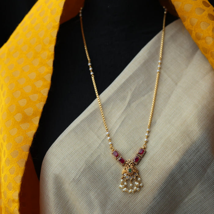 Heritage gold plated padakam long chain with earrings HP7625