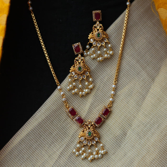 Heritage gold plated padakam short chain with earrings HP7626
