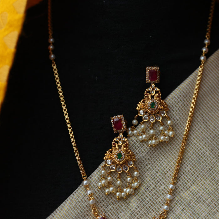 Heritage gold plated padakam short chain with earrings HP7626