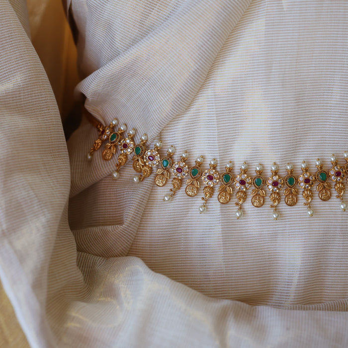 Antique ruby stone and pearl design waistchain AW07890