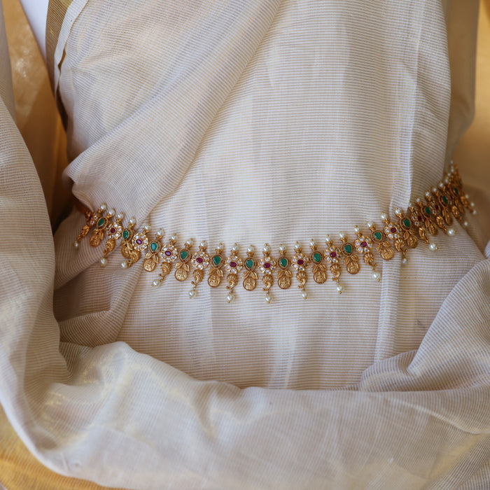 Antique ruby stone and pearl design waistchain AW07890
