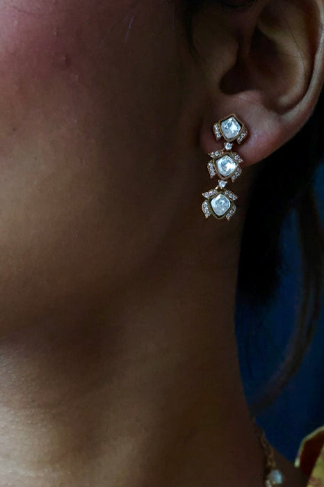 Minimal kundan choker necklace with earrings MS895