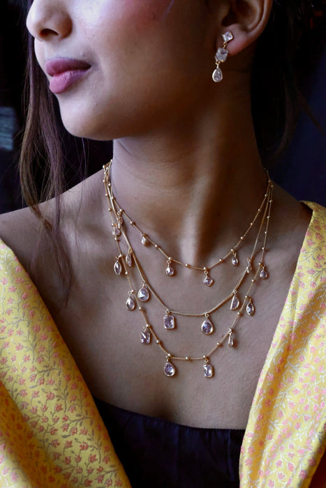 Minimal kundan short necklace with earrings MS899