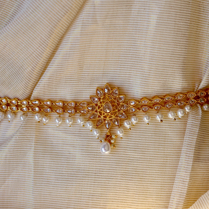 Antique gold stone and pearl design waistchain AW7991