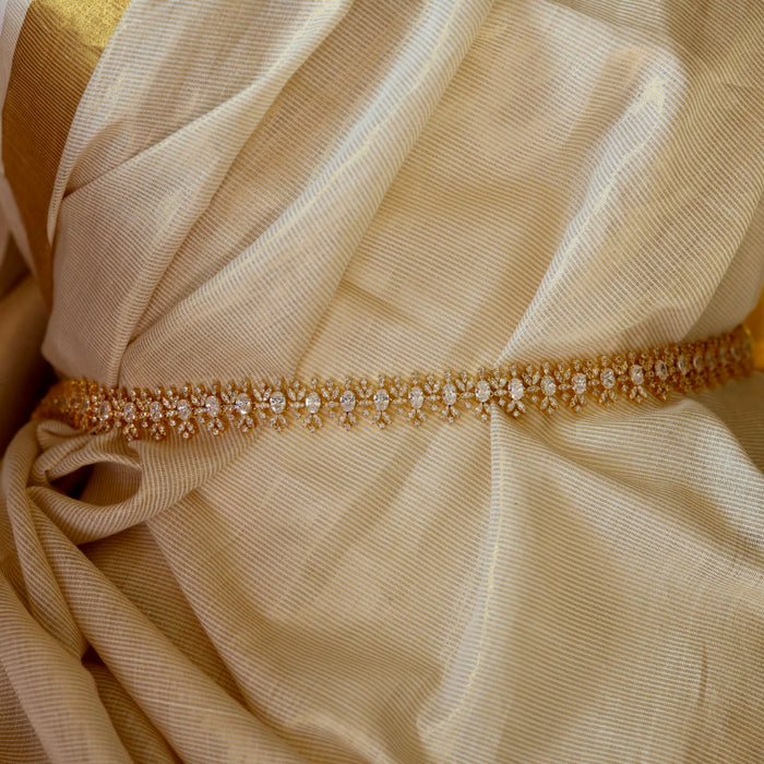 Heritage gold plated cz white stone waistchain HW589