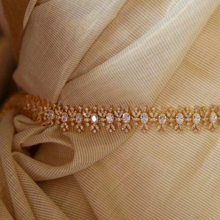 Heritage gold plated cz white stone waistchain HW589