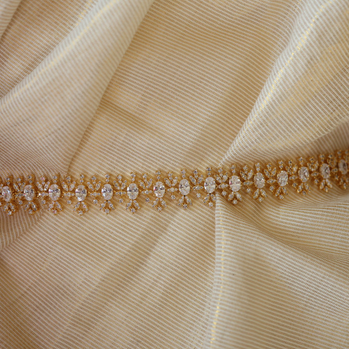 Heritage gold plated cz white stone waistchain HW589