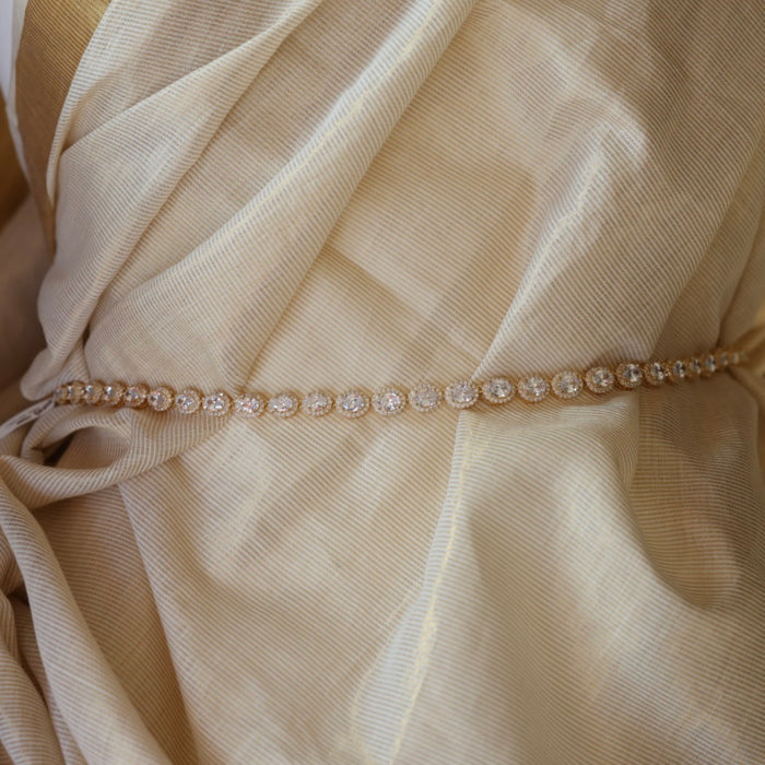 Heritage gold plated cz white stone waistchain HW590