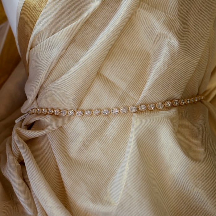 Heritage gold plated cz white stone waistchain HW590