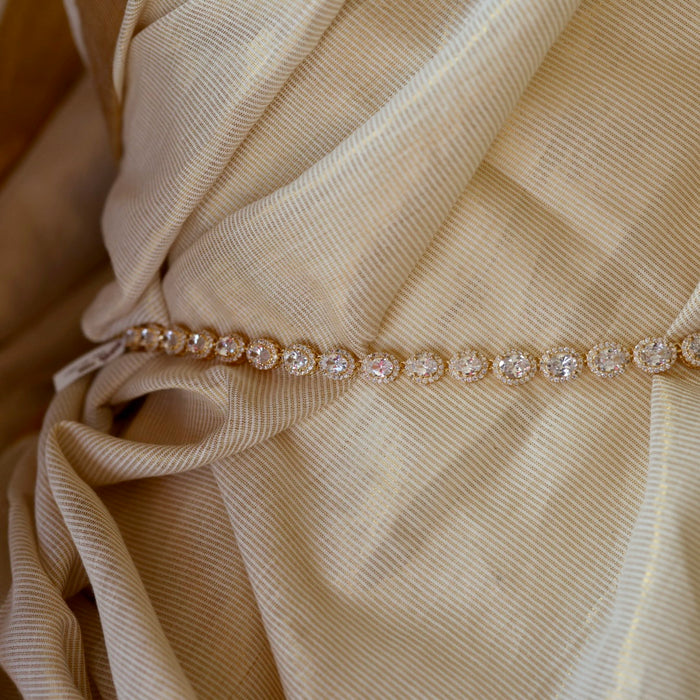Heritage gold plated cz white stone waistchain HW590